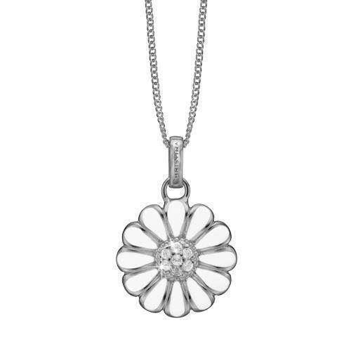 Image of Christina Collect 925 sterling sølv 25 mm marguerite med hvid emalje og 8 hvide topaz, model 680-S31-55